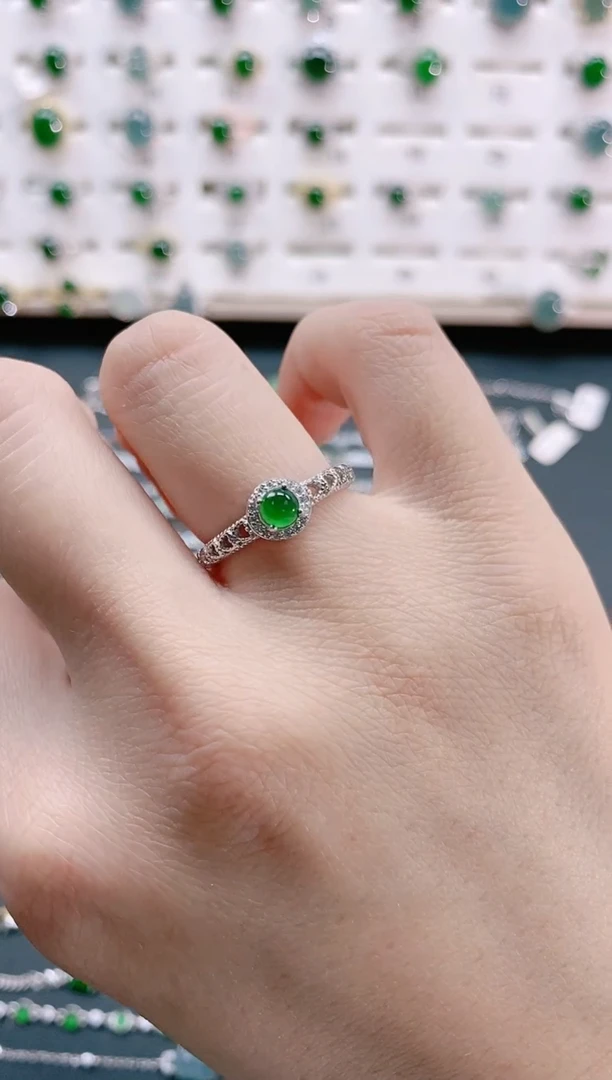 【闪购商品】翡翠戒指银S925镶嵌天然翡翠