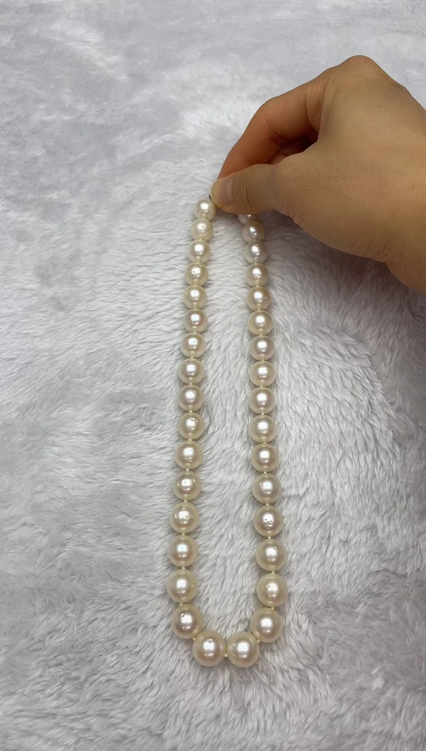 项链银S925镶嵌海水珍珠澳白10-13mm