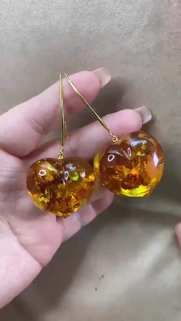 琥珀颈饰未镶嵌耳环