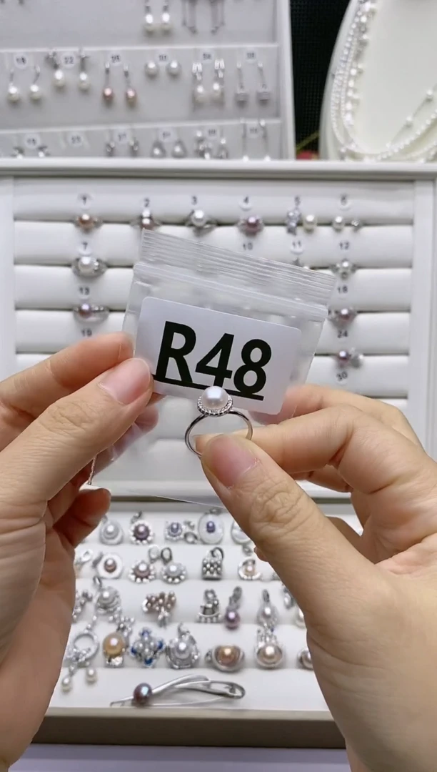 银S925镶嵌无淡水珍珠a****）R48