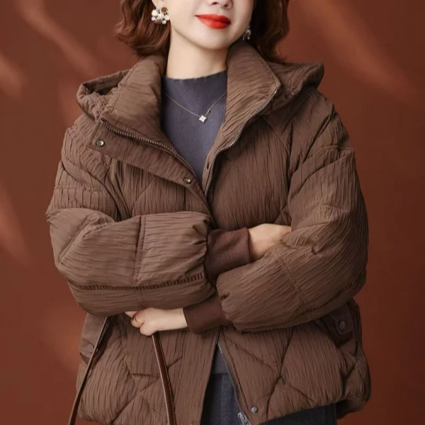 【甄选大朵鸭绒】Y425女冬季2026年新款连帽洋气羽绒服外套—安娜