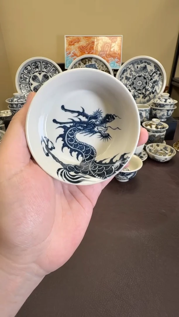 二号釉1351龙纹金鳞盏