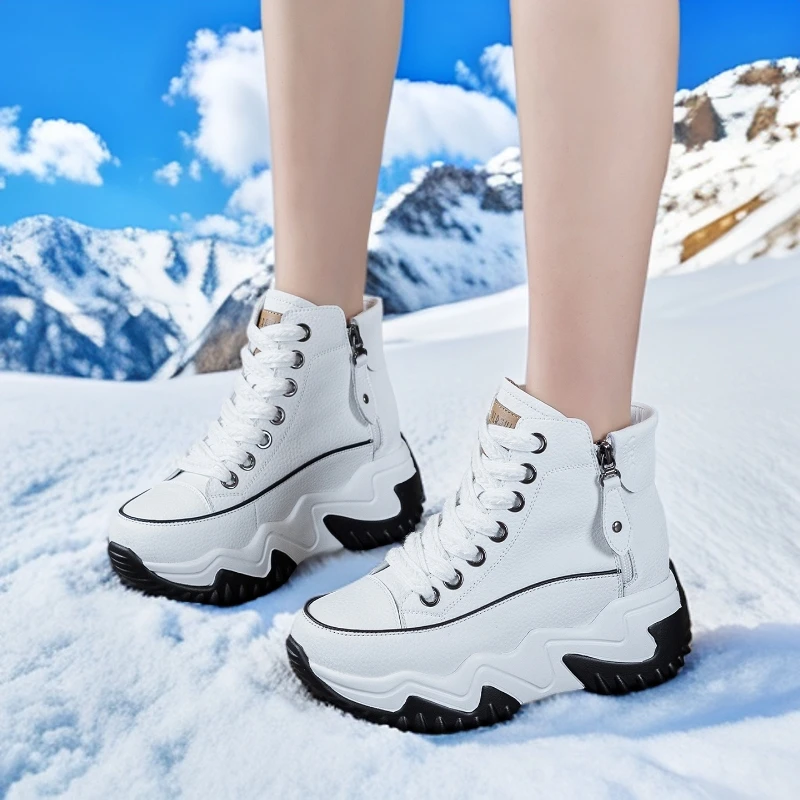 7CM女鞋增高厚底运动鞋秋冬百搭女士休闲鞋真皮网红加绒跑步鞋女