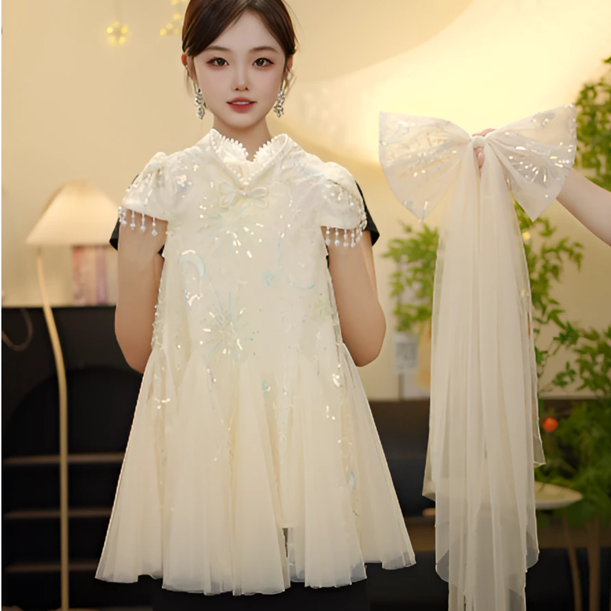 【XX星澜绮罗】女童2025轻奢公主裙礼服裙夏季新款立体走秀洋气蓬蓬