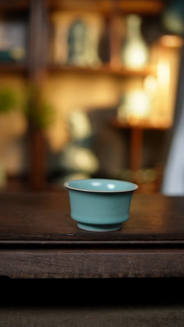 【闪购商品】杯仿古正天青纯手马蹄杯微瑕92