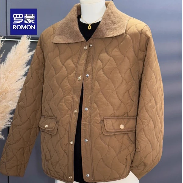 罗蒙妈妈秋冬加绒时尚小棉袄2025新款洋气中老年女装秋冬轻薄棉衣