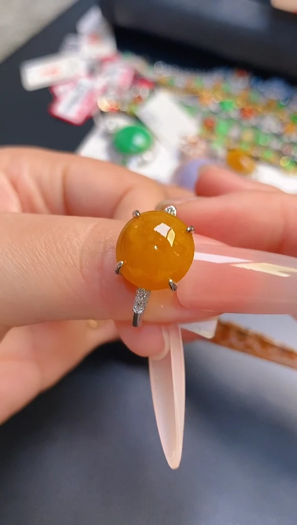 银S925镶嵌戒指翡翠天然