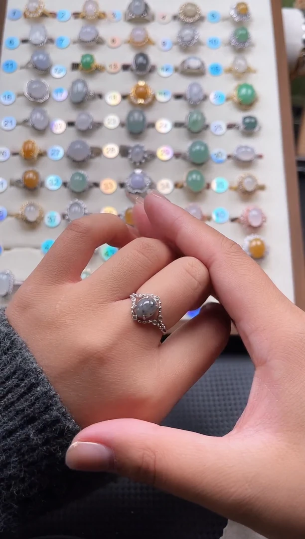 【闪购商品】翡翠戒指银S925镶嵌天然A货翡翠戒指