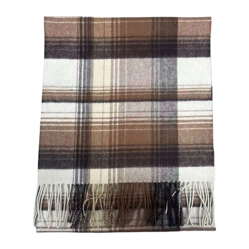 百搭保暖时尚内蒙古百分羊毛经典格子围巾围脖秋冬季简约