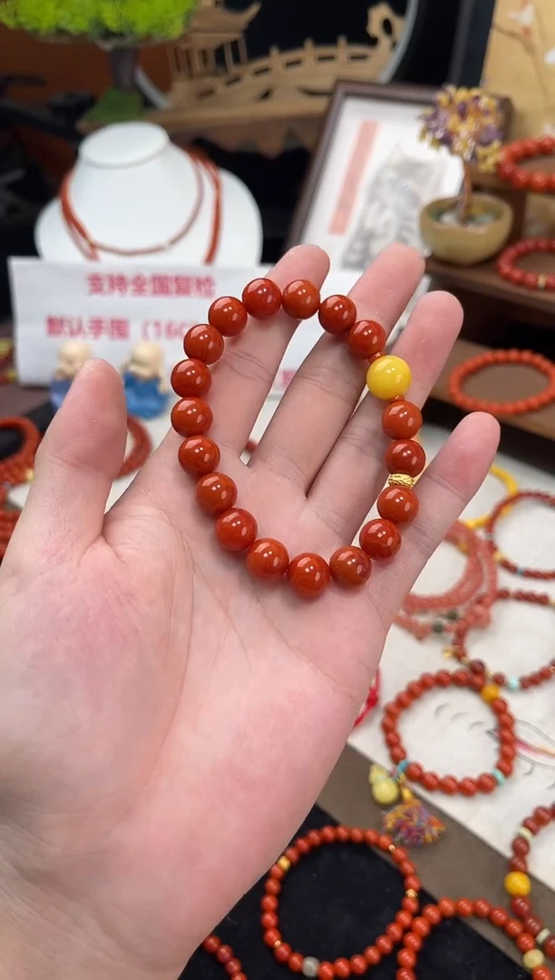 未镶嵌手串南红玛瑙南红单圈蜜蜡手串QF-A482（多样性发一）