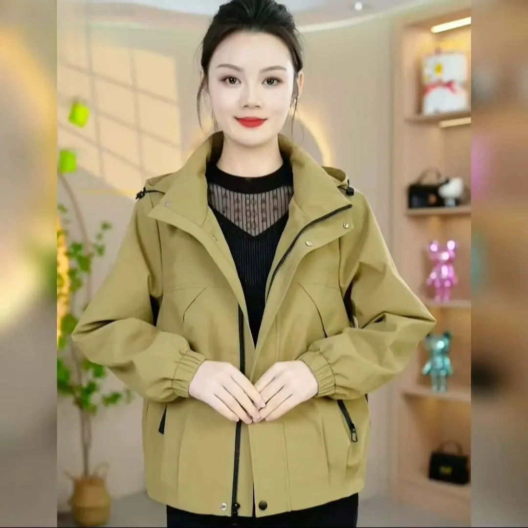 时尚可拆卸帽子外套女2025新款阔太太气质上衣百搭减龄韩版派克服