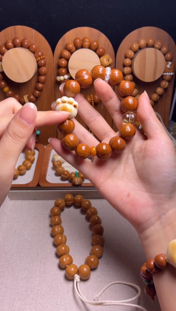 手串猴头核桃蝶**飘全品聚宝盆猫爪透明爱心白跑环【加黄】黄隔片