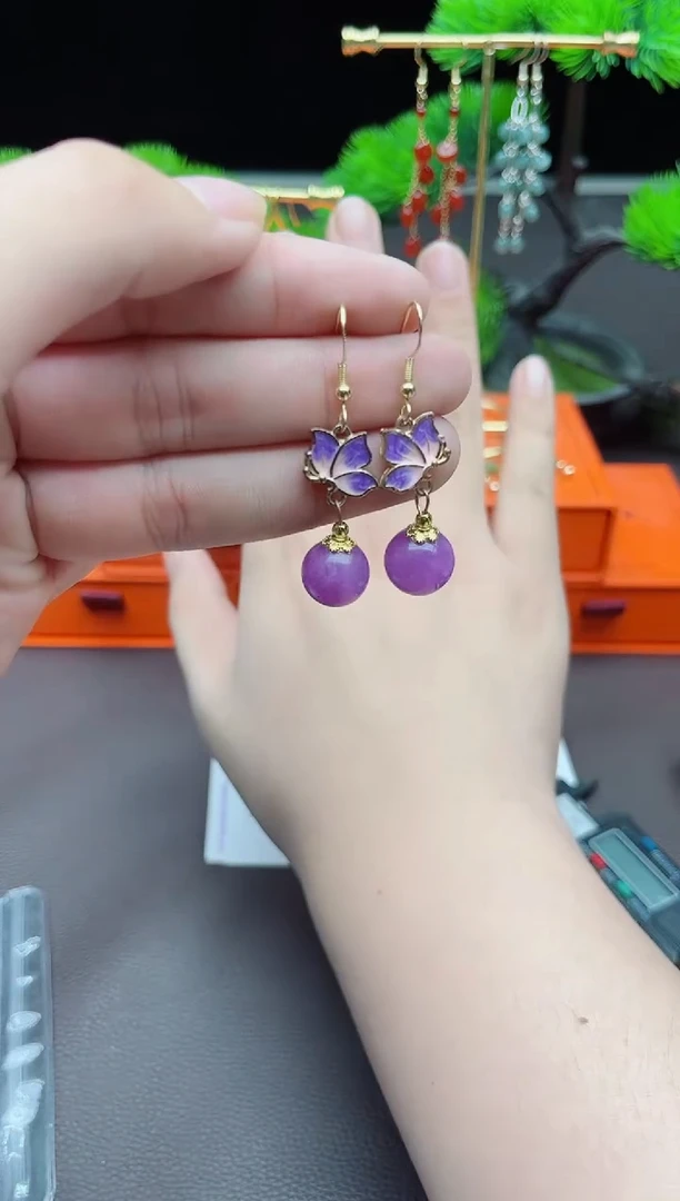 玛瑙/玉髓耳钉银S925镶嵌421000