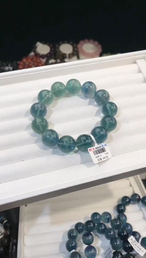 【闪购商品】萤石手链未镶嵌多样性发一蓝绿萤石17mm