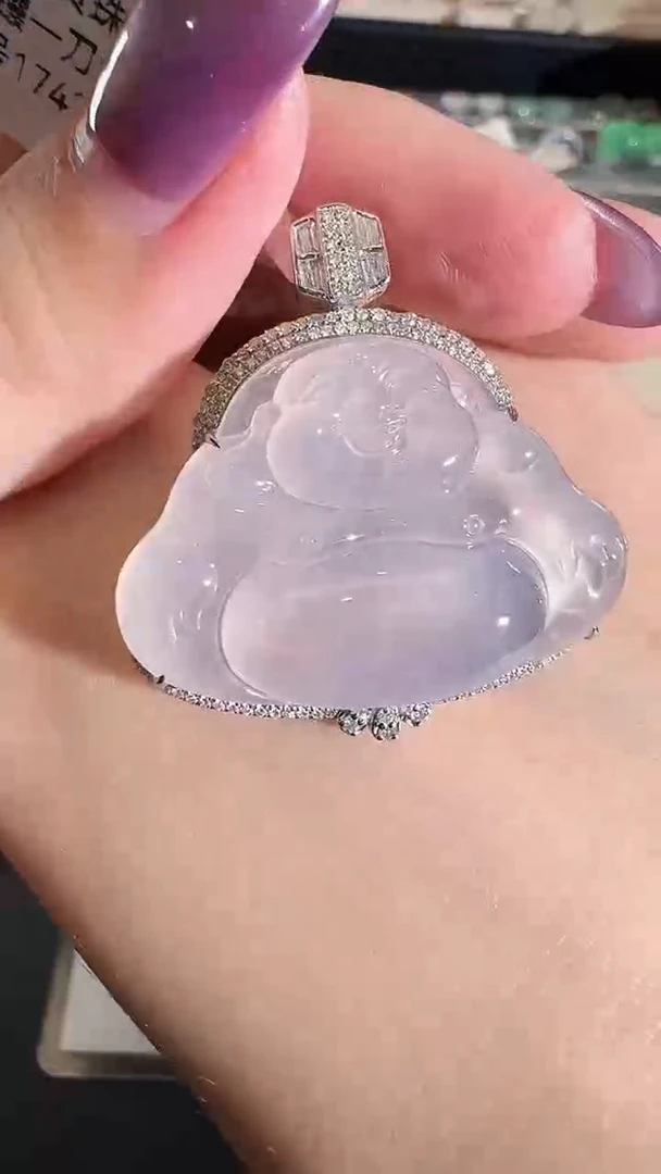 吊坠(不含链)18K金镶嵌翡翠【源头工厂】钻石镶嵌