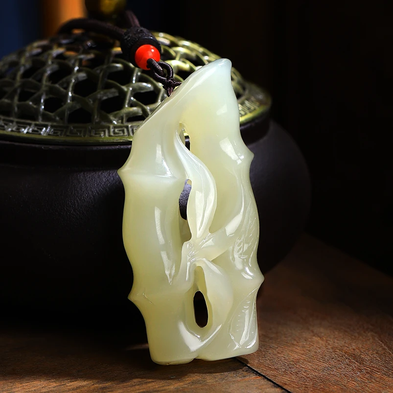 【孤品收藏】天然和田玉蜂蜜水竹节手工小众吊坠女款礼物上等