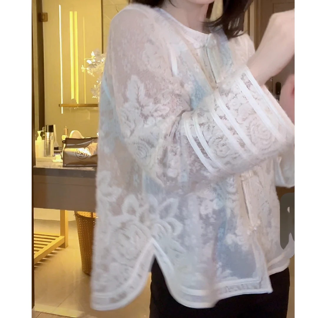 设计感新中式刺绣盘扣长袖上衣春季2025新款轻奢气质高级感衬衫