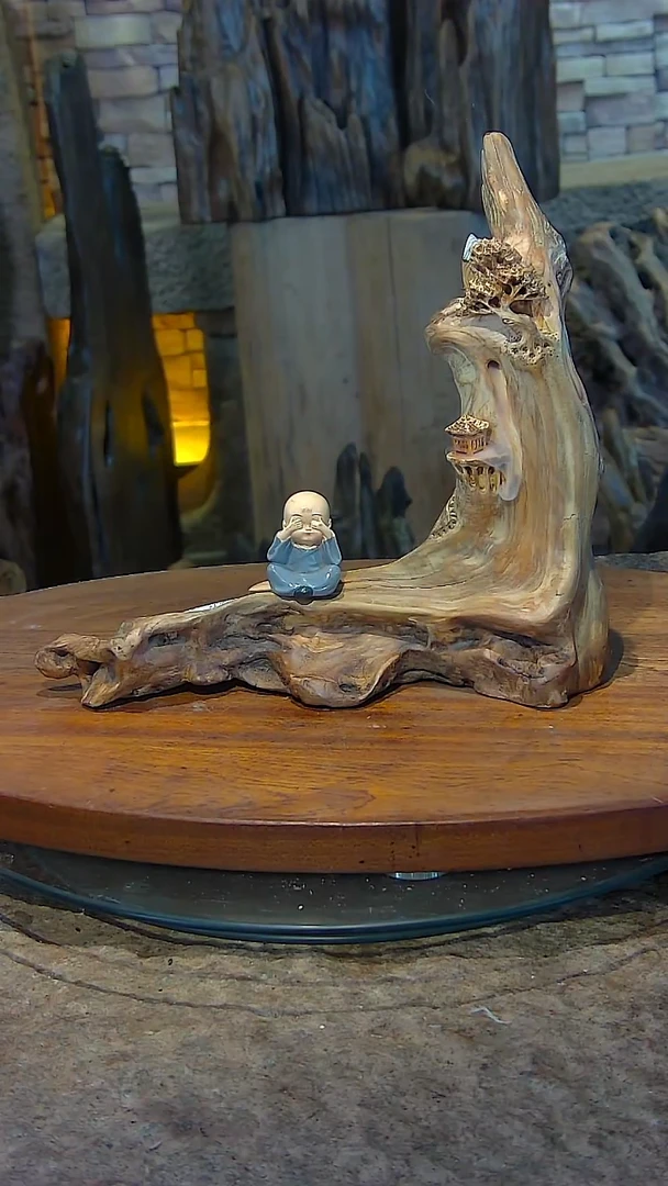 木太行崖柏木山水摆件