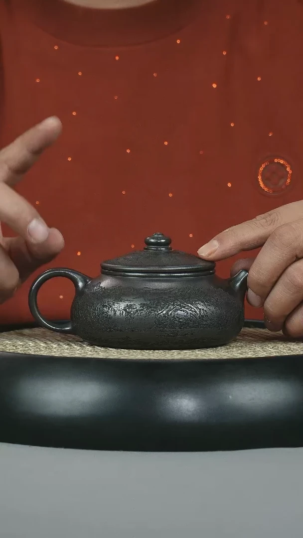 茶壶紫砂 原矿石黄 寒江 江山如画