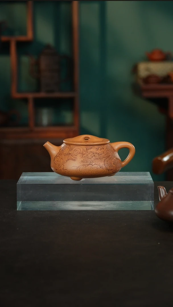 【闪购商品】紫砂茶壶汪陶全手工制作石瓢黄金段