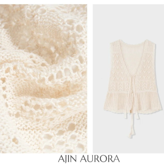 730760【梦回绮罗】法式镂空复古V领背心+直筒半身裙