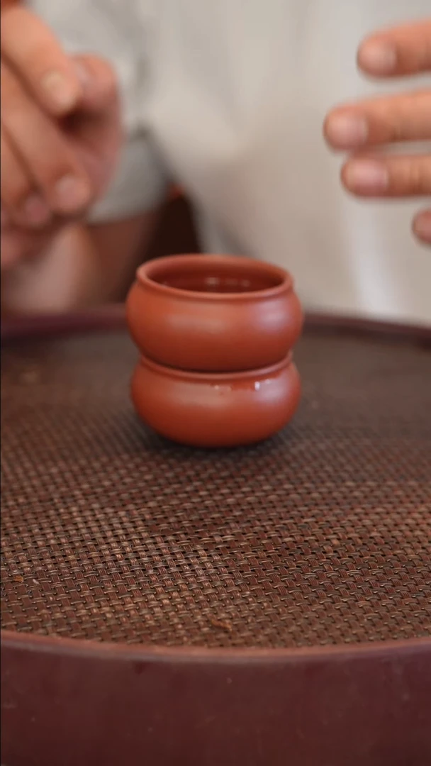 茶壶紫砂原矿手工制作80cc大红袍杯子 两个