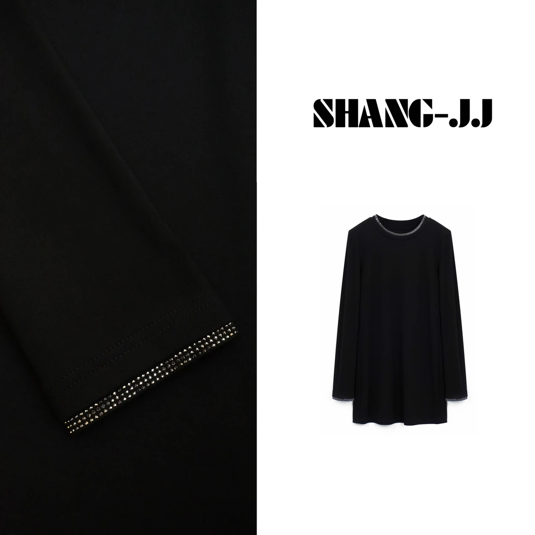 SHANG-JJ【时髦主义】新款华丽领口袖口上衣长袖微收腰裙q130122p