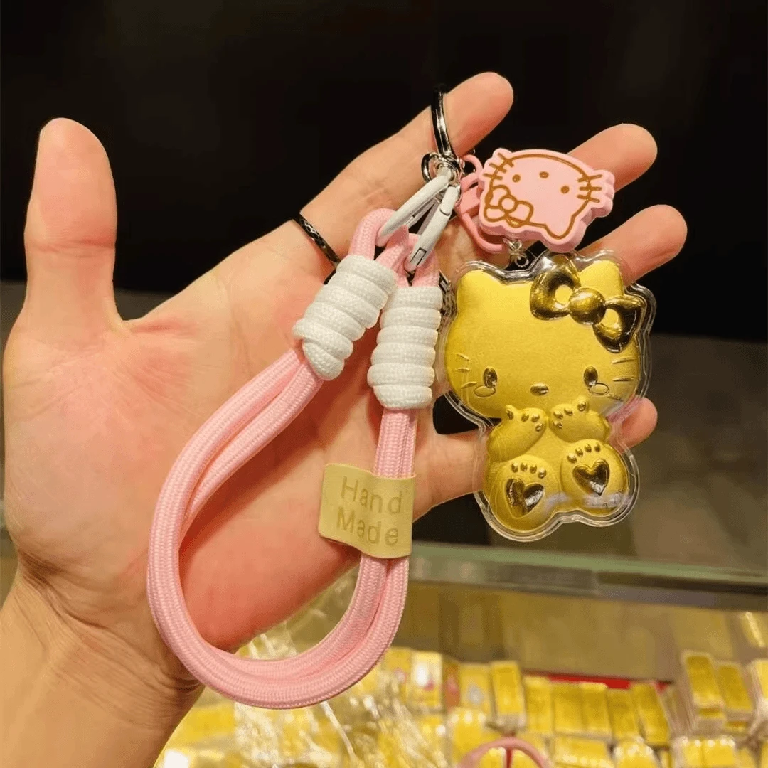 新款HelloKitty猫999金色手机包包挂件情侣款闺蜜款情人节礼物