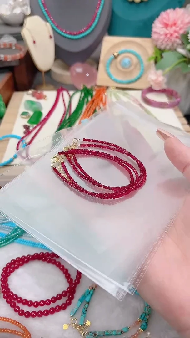 手链银S925镶嵌红宝石姨妈56