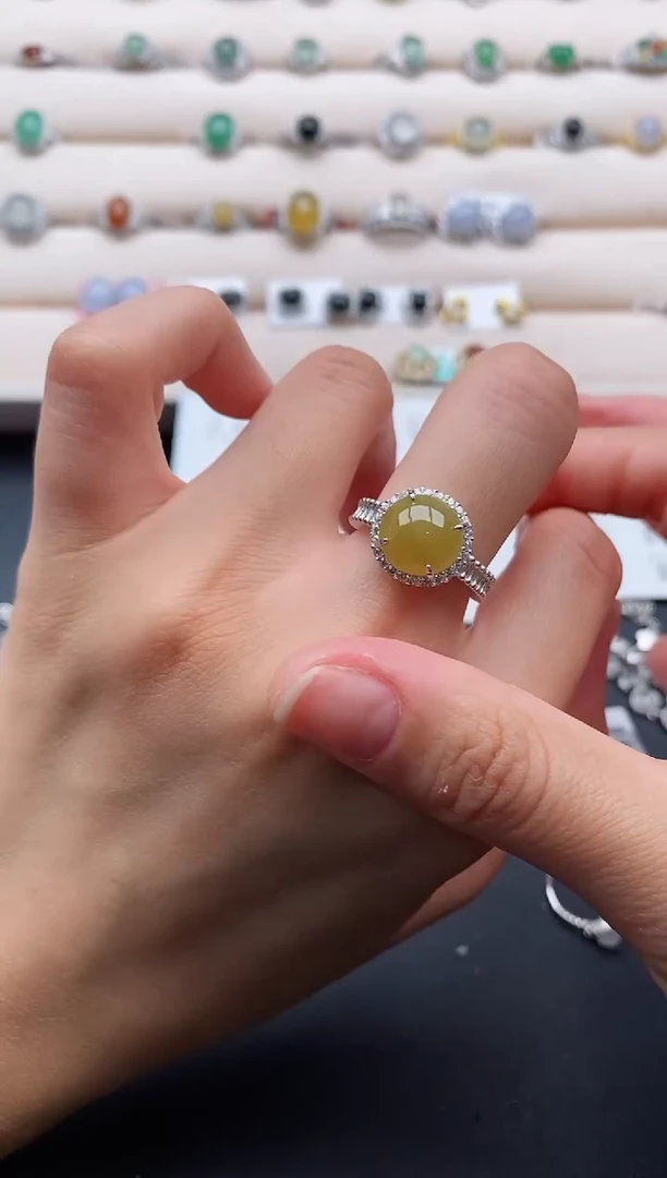 银S925镶嵌戒指翡翠666666+2