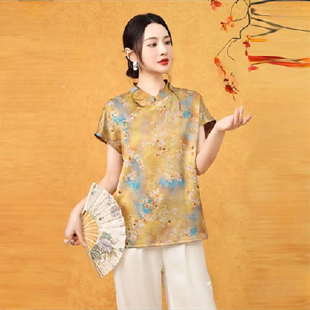 (繁花)夏季新款短袖国风时尚女士小衫尚女士小衫853