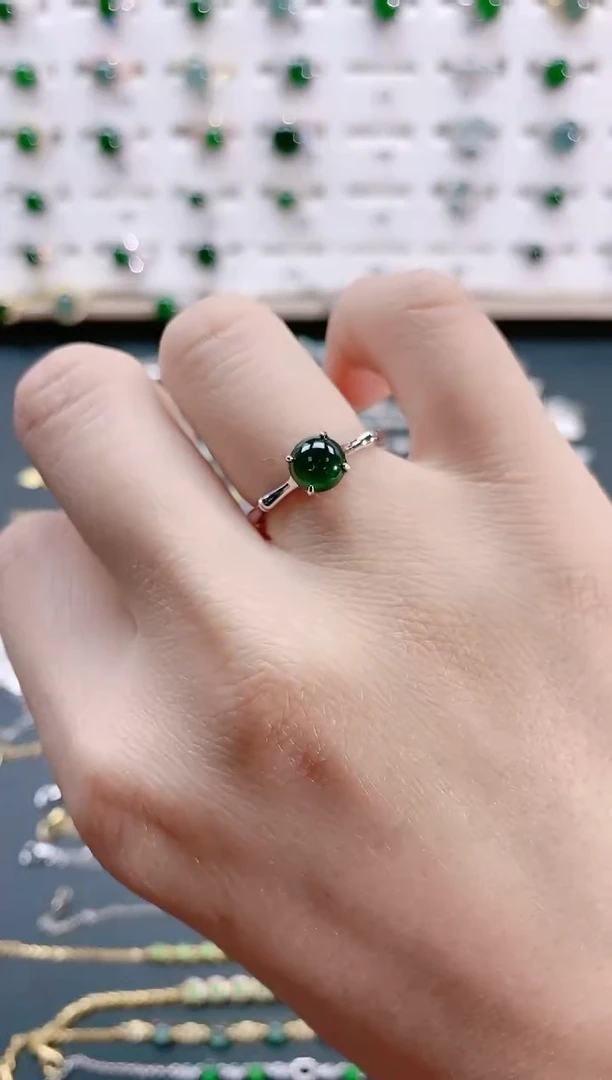 【闪购商品】翡翠戒指银S925镶嵌天然翡翠