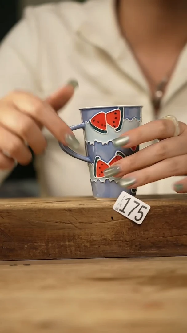 瓷片福利！设计师款手绘西瓜咖啡杯