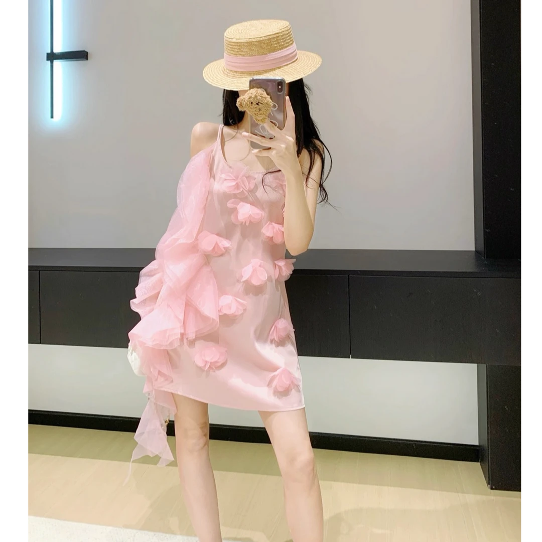 【现货】Leathercat夏日绝美小裙子女法式甜美风减龄荷叶边吊带裙