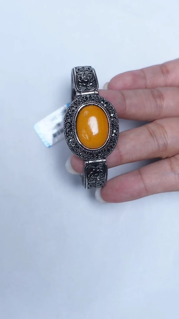 未镶嵌琥珀手镯老蜡蛋面手镯