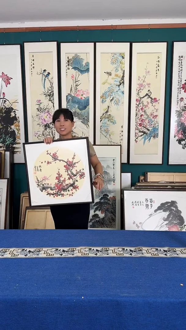 梅花 实木装裱 50*50