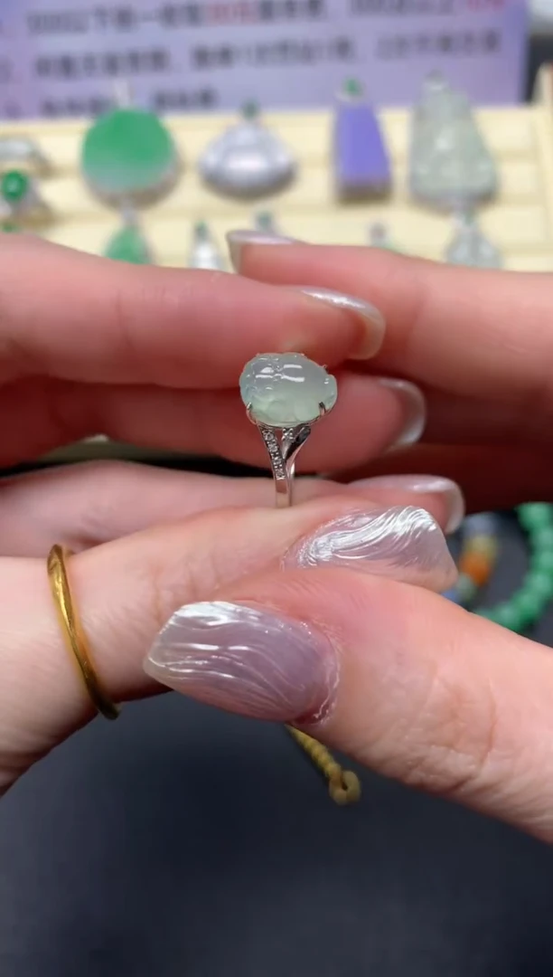 【闪购商品】翡翠戒指18K金镶嵌戒指|1200+120
