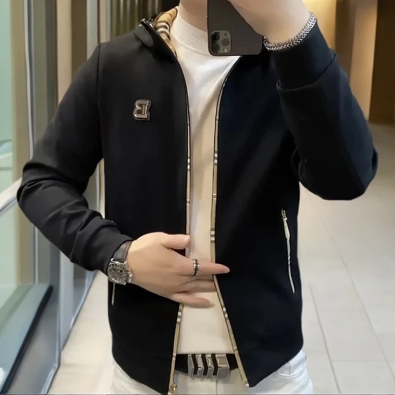 春秋季新品男士轻奢欧货高级感连帽夹克外套舒适百搭休闲时尚外套