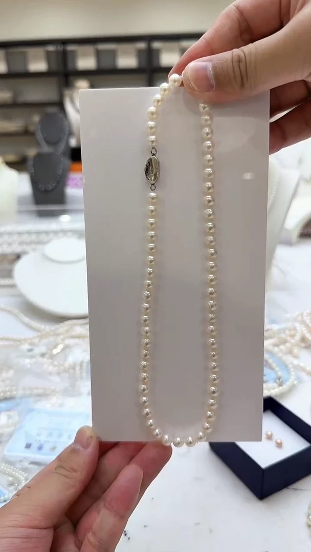 淡水珍珠银S925镶嵌项链7-8mm（无核）