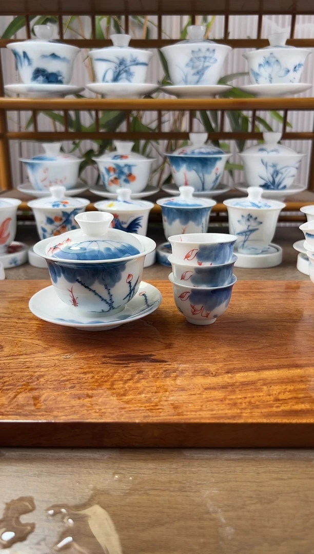 中***听全品线条莲130ml三才+美人杯12个