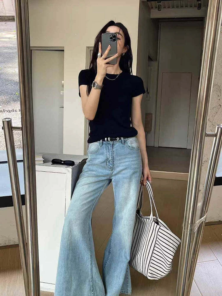 D167女装夏季针织小飞袖T恤