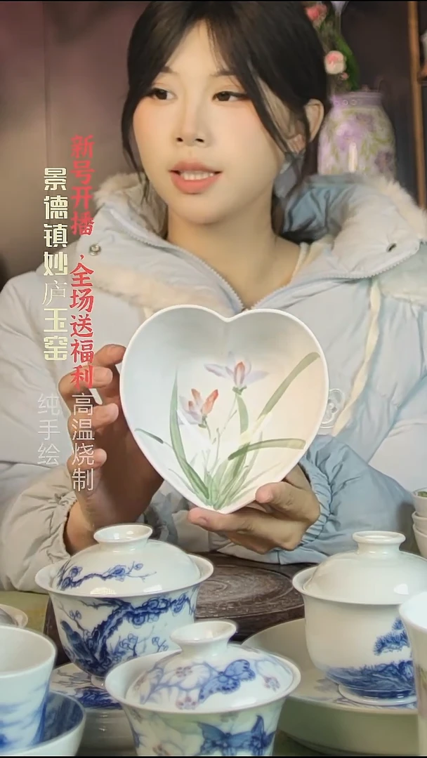 盘陶妙庐玉窑爱心碗