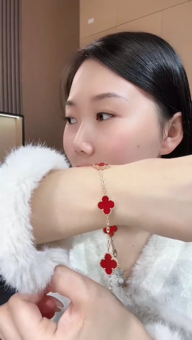 【闪购商品】玛瑙/玉髓手链18K金镶嵌红色k黄，五花手链GHJ 