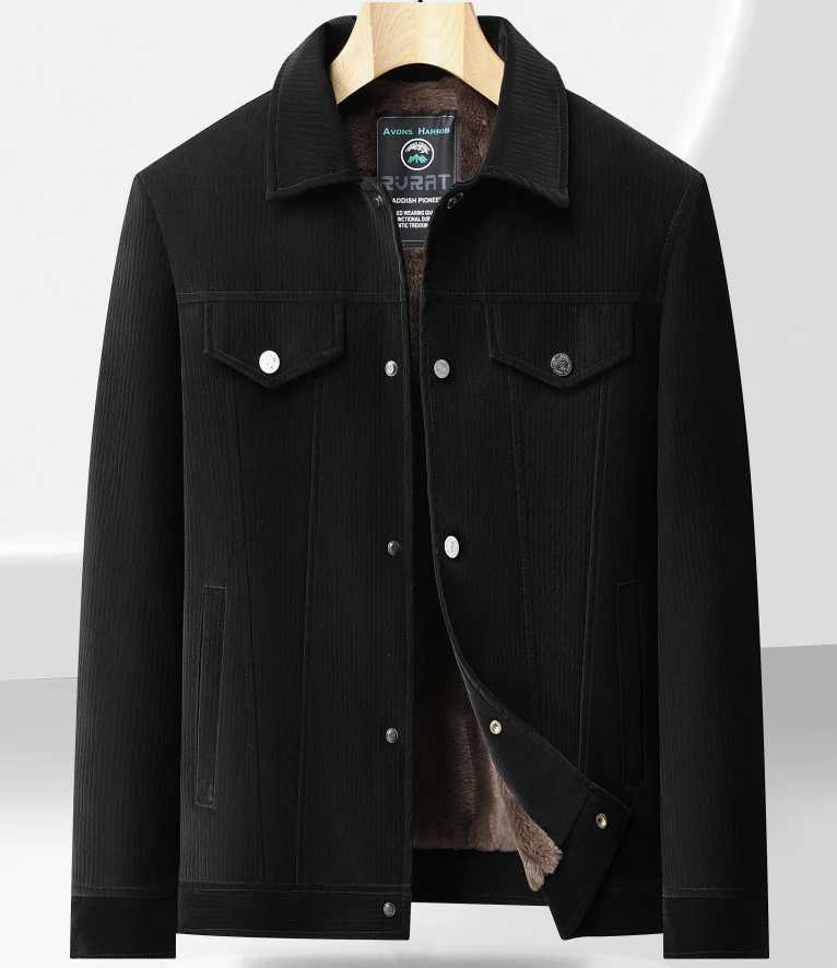 新款时尚秋冬款翻领植绒皮夹克333