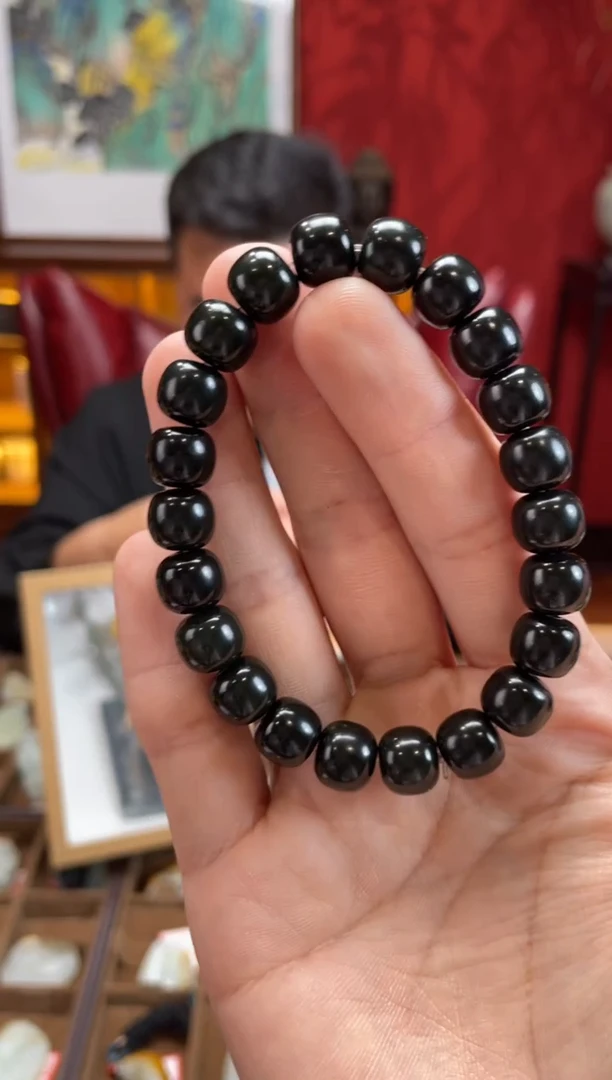未镶嵌手串和田玉黑9-10老