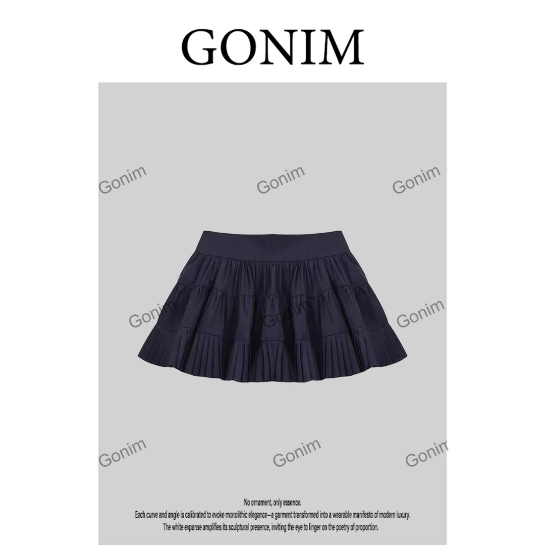 Gonim·"幽兰‘’2025春夏新款气质百搭纯黑时尚百搭休闲短裙女
