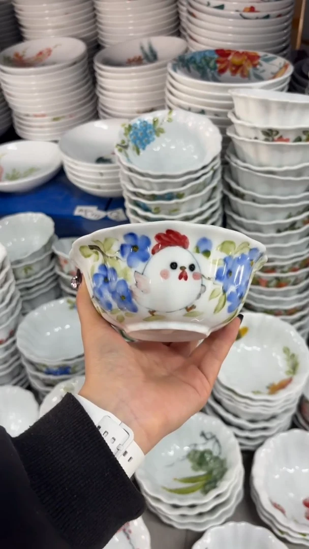 瓷片景德镇高温陶瓷食品级手绘釉中彩-花边碗