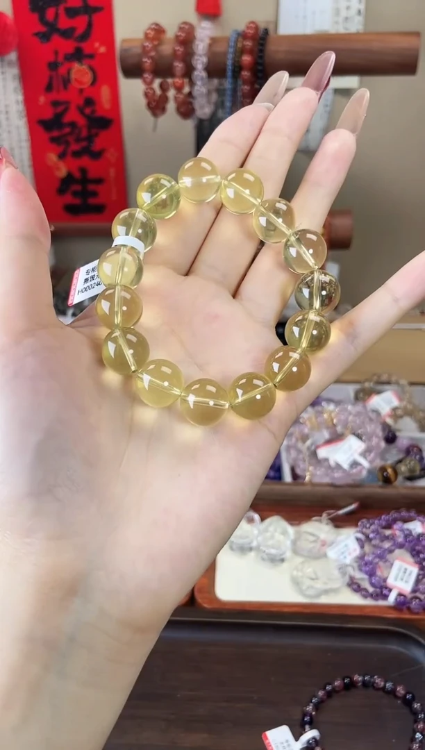 【闪购商品】水晶手链未镶嵌啤酒黄水晶14mm