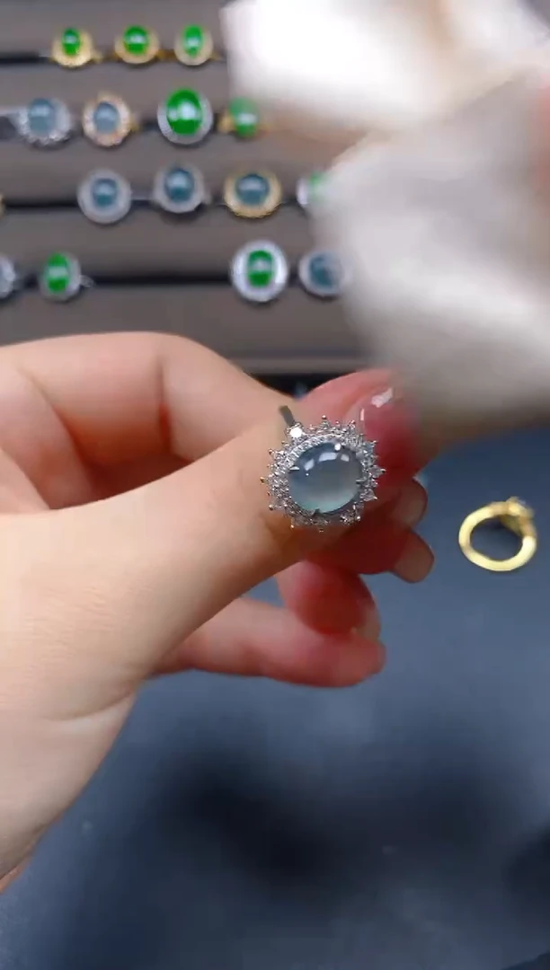 翡翠戒指银S925镶嵌1212