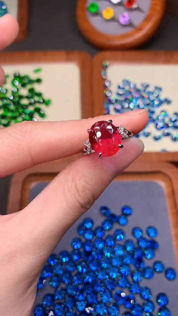 红宝石戒指银S925镶嵌....